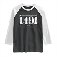 Proud Native American 1491 Indigenous People Day Raglan Shirt - Wonder Print Shop