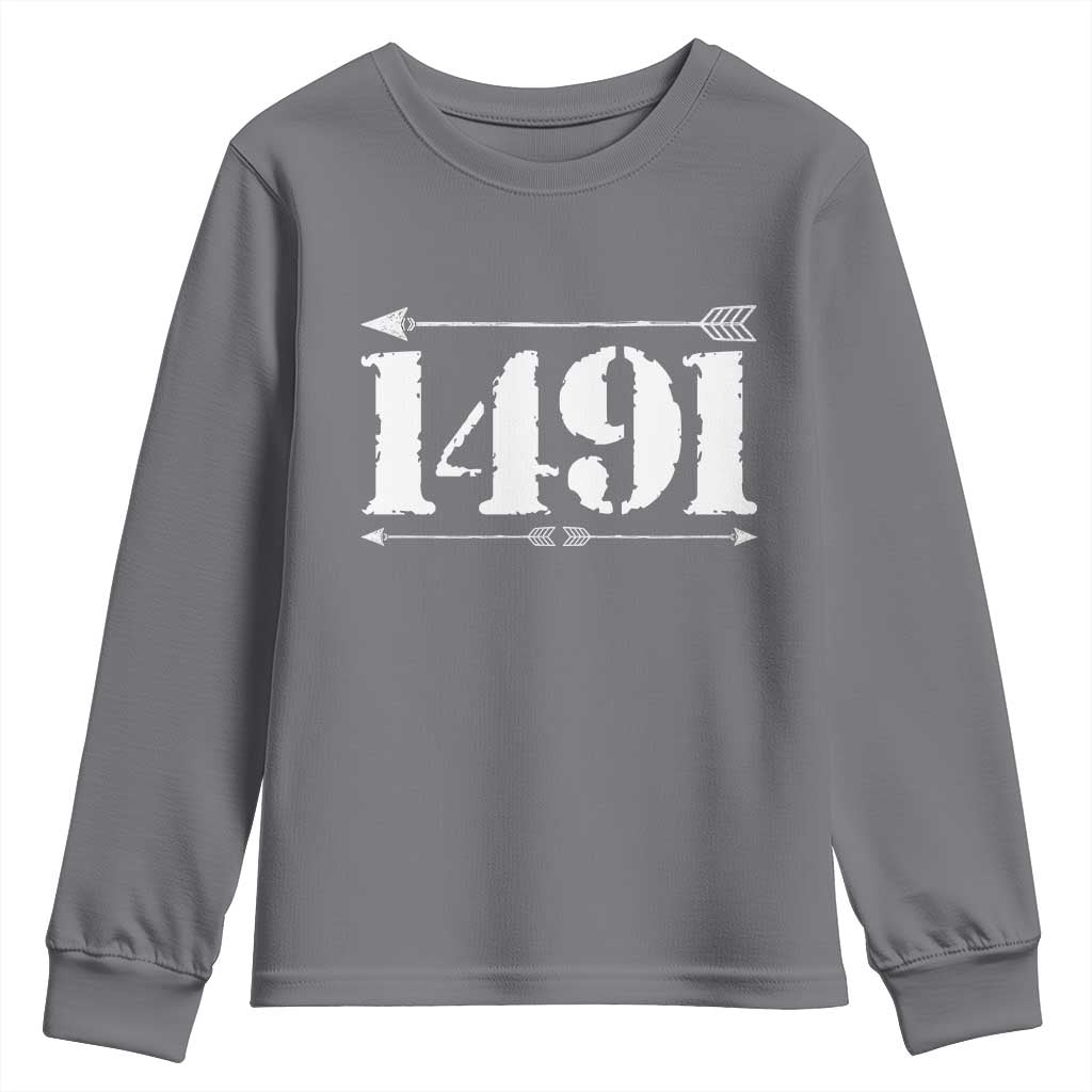 Proud Native American 1491 Indigenous People Day Youth Sweatshirt - Wonder Print Shop