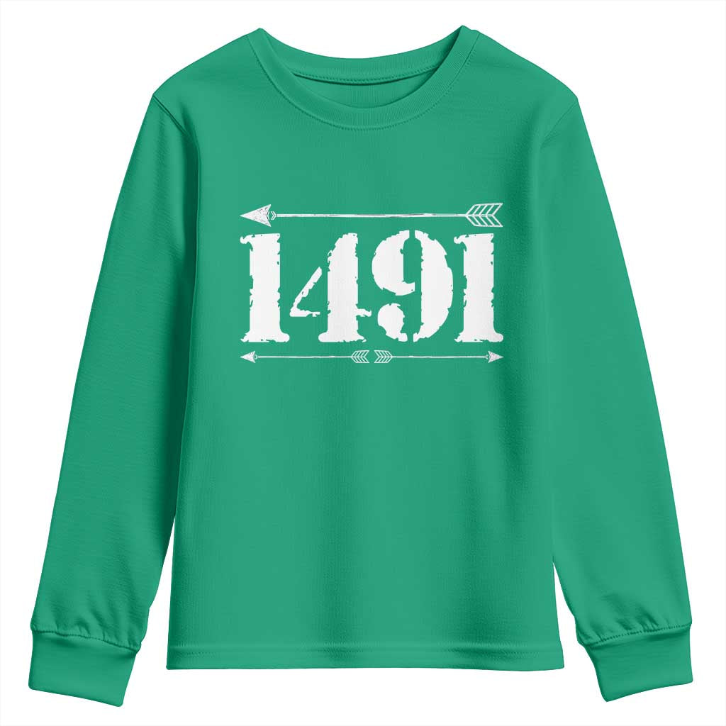 Proud Native American 1491 Indigenous People Day Youth Sweatshirt - Wonder Print Shop