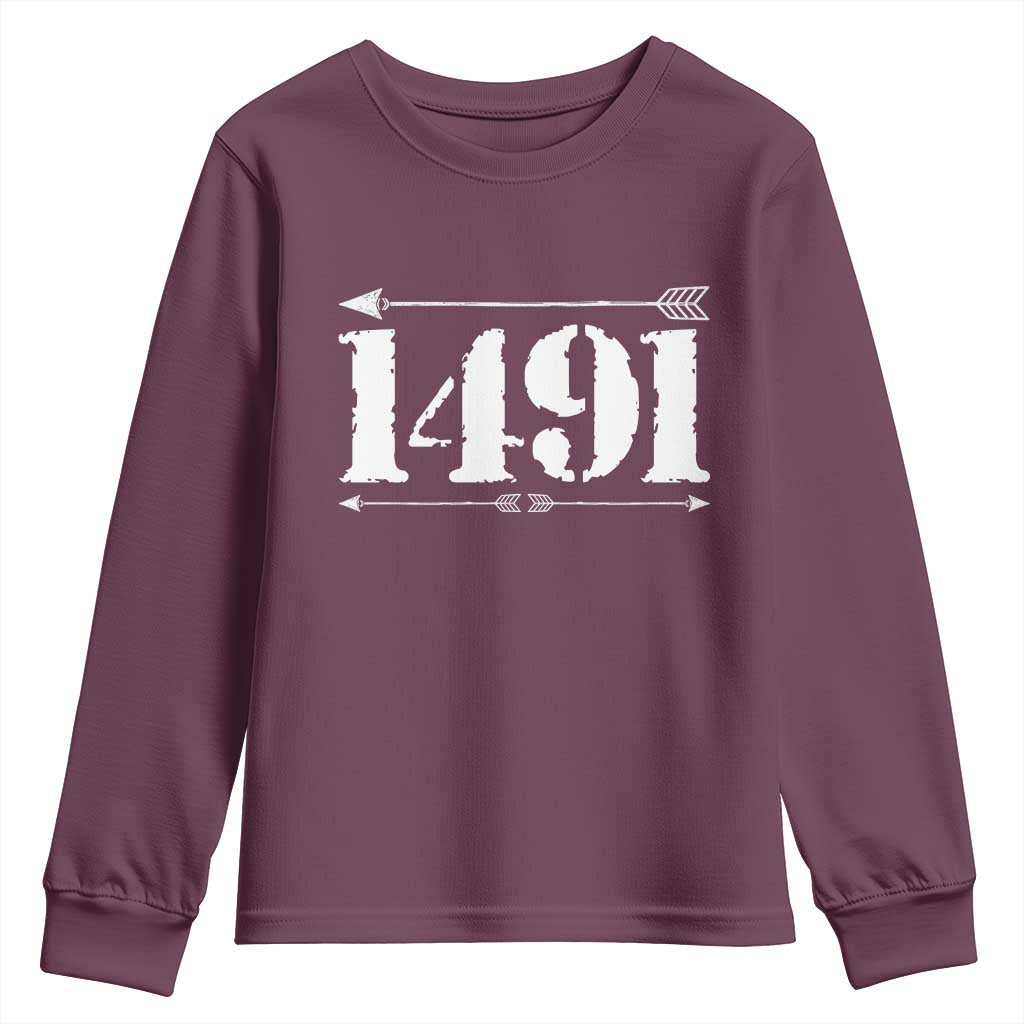 Proud Native American 1491 Indigenous People Day Youth Sweatshirt - Wonder Print Shop