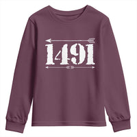 Proud Native American 1491 Indigenous People Day Youth Sweatshirt - Wonder Print Shop