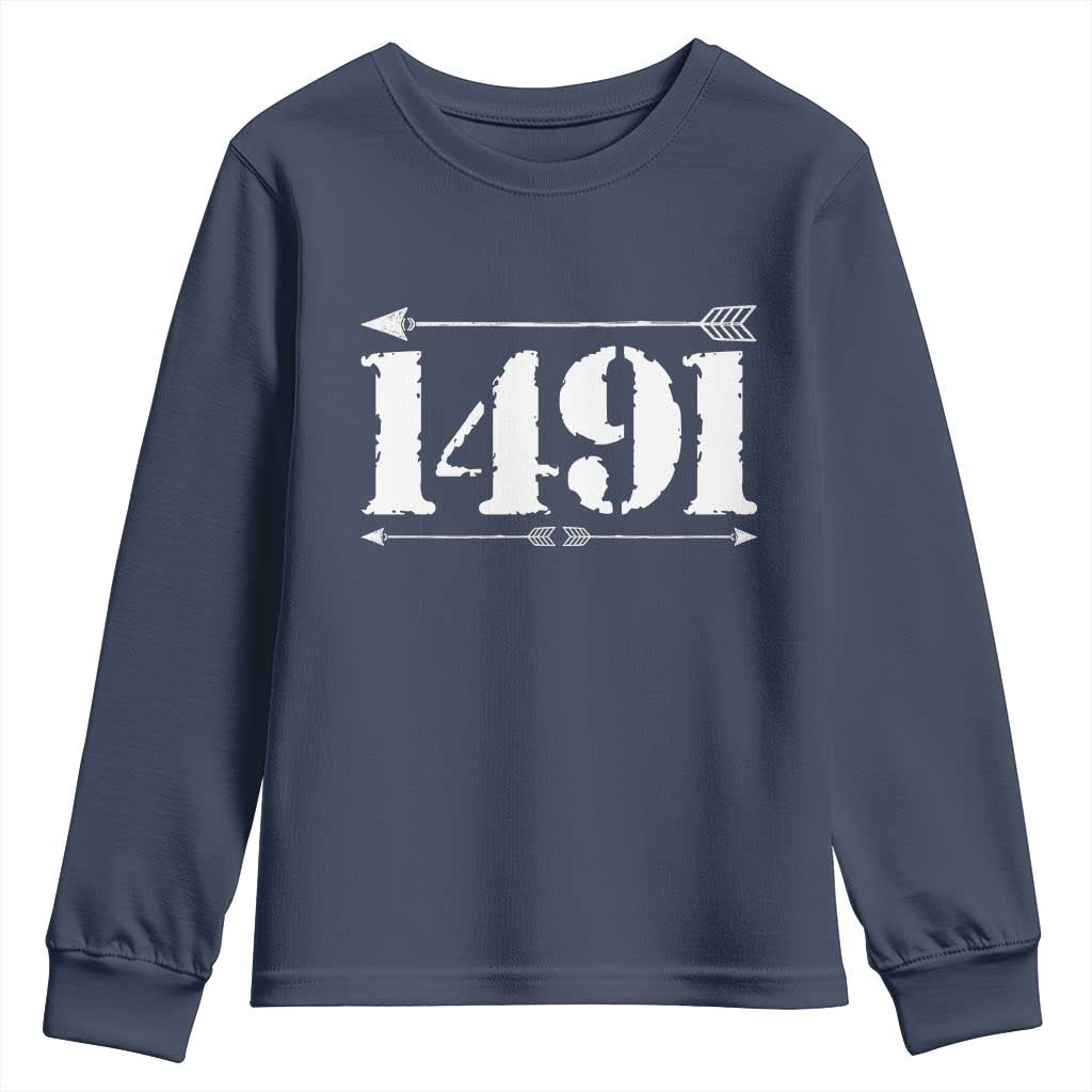 Proud Native American 1491 Indigenous People Day Youth Sweatshirt - Wonder Print Shop