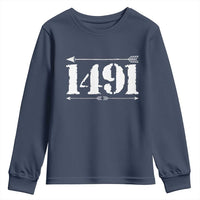 Proud Native American 1491 Indigenous People Day Youth Sweatshirt - Wonder Print Shop