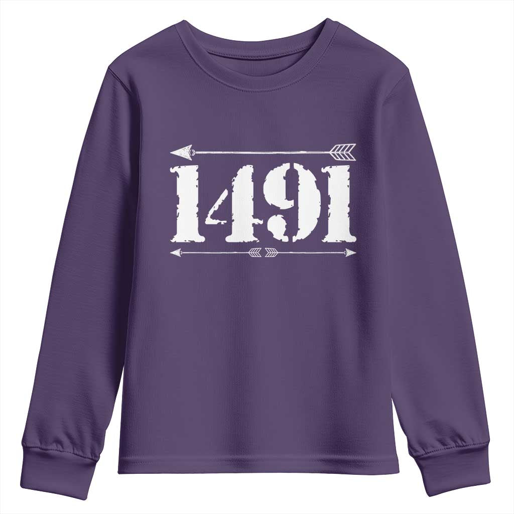 Proud Native American 1491 Indigenous People Day Youth Sweatshirt - Wonder Print Shop