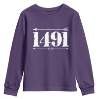 Proud Native American 1491 Indigenous People Day Youth Sweatshirt - Wonder Print Shop