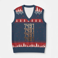 Proud Native American 1491 Pre Columbus Indigenous People Day V-Neck Knit Sweater Vest - Wonder Print Shop