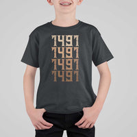 Proud Native American 1491 Pre Columbus Indigenous People Day T Shirt For Kid - Wonder Print Shop
