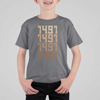 Proud Native American 1491 Pre Columbus Indigenous People Day T Shirt For Kid - Wonder Print Shop