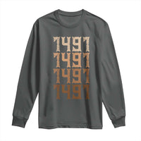 Proud Native American 1491 Pre Columbus Indigenous People Day Long Sleeve Shirt - Wonder Print Shop