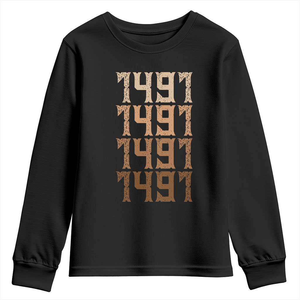 Proud Native American 1491 Pre Columbus Indigenous People Day Youth Sweatshirt - Wonder Print Shop