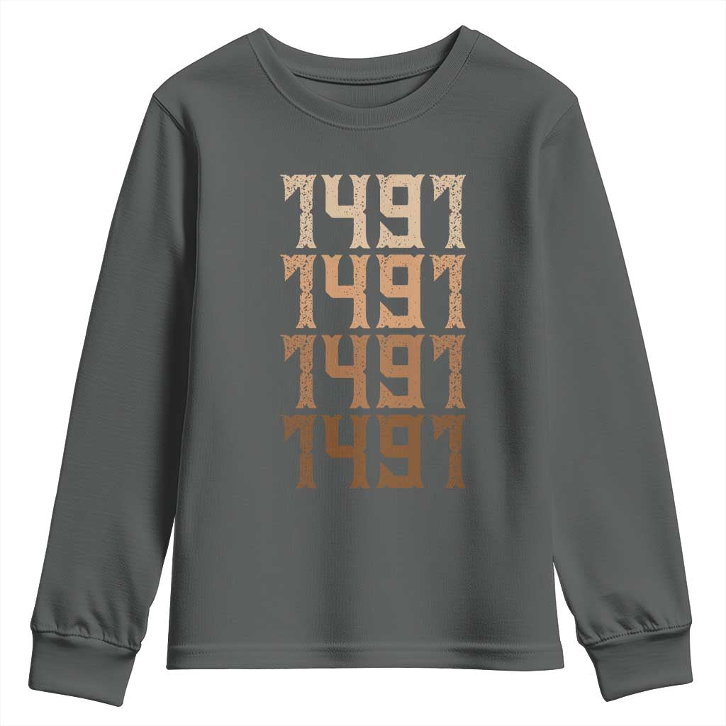 Proud Native American 1491 Pre Columbus Indigenous People Day Youth Sweatshirt - Wonder Print Shop