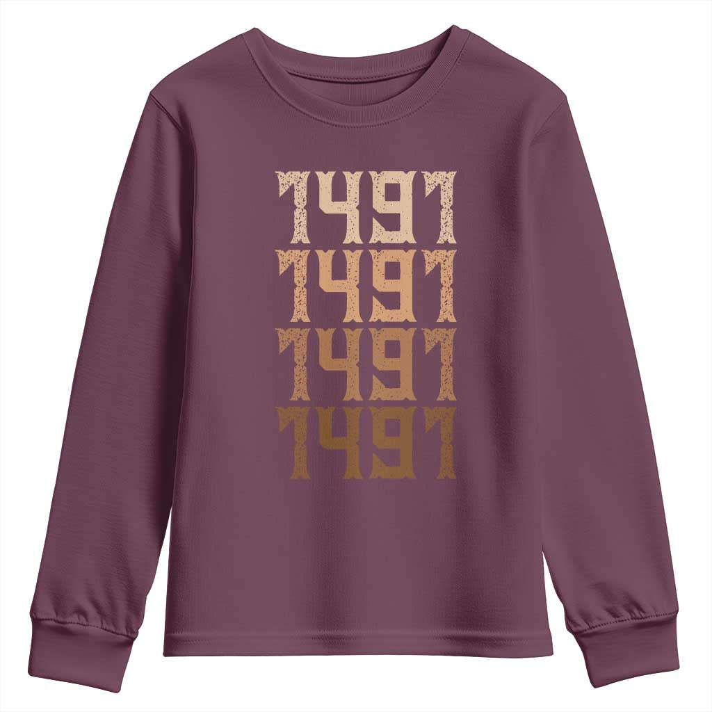 Proud Native American 1491 Pre Columbus Indigenous People Day Youth Sweatshirt - Wonder Print Shop