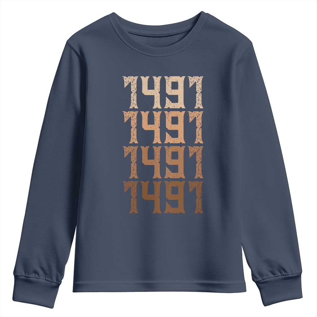 Proud Native American 1491 Pre Columbus Indigenous People Day Youth Sweatshirt - Wonder Print Shop
