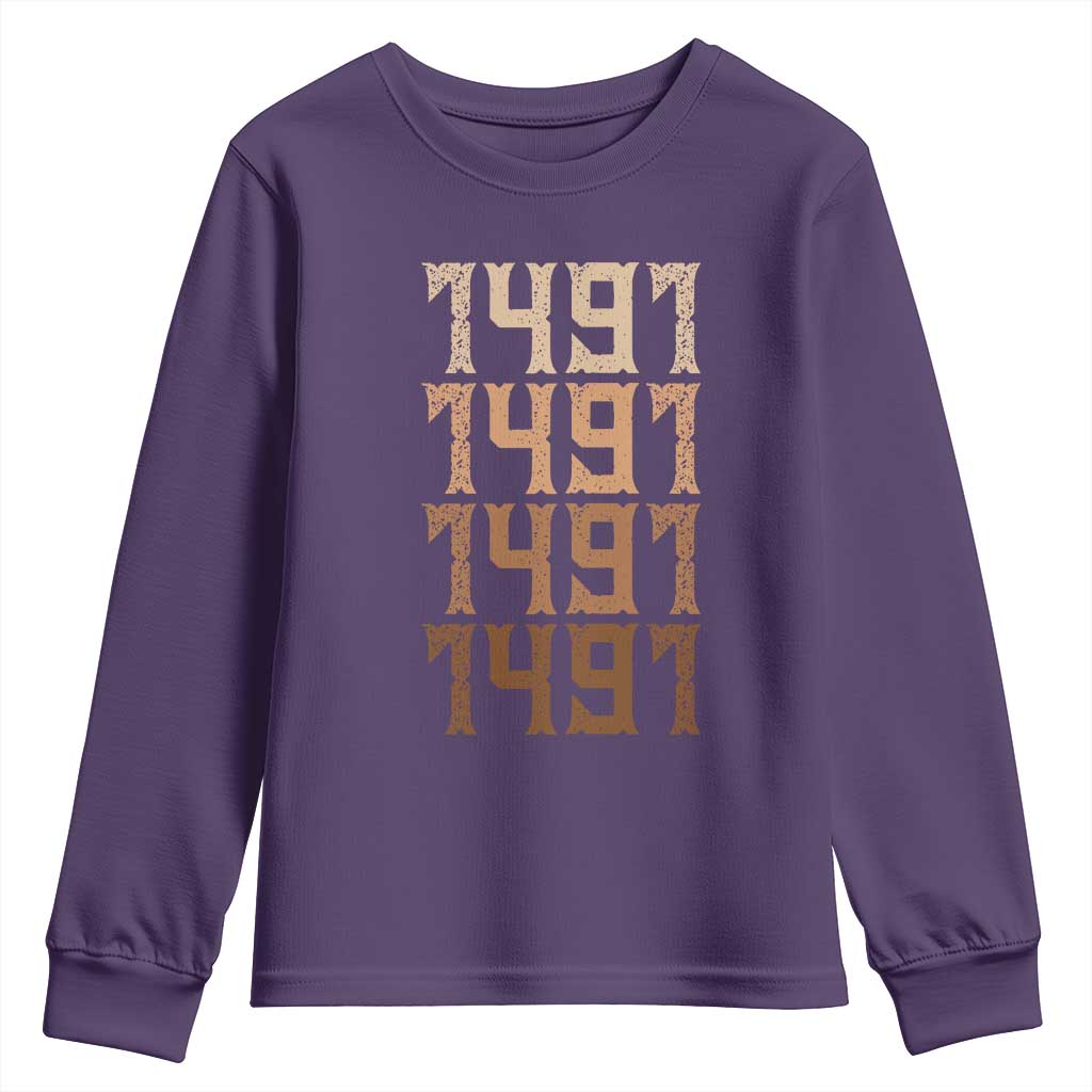 Proud Native American 1491 Pre Columbus Indigenous People Day Youth Sweatshirt - Wonder Print Shop