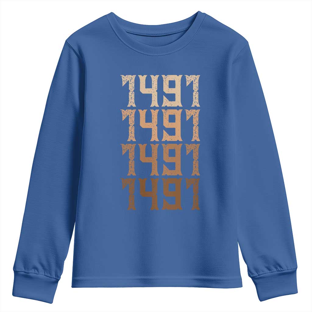 Proud Native American 1491 Pre Columbus Indigenous People Day Youth Sweatshirt - Wonder Print Shop