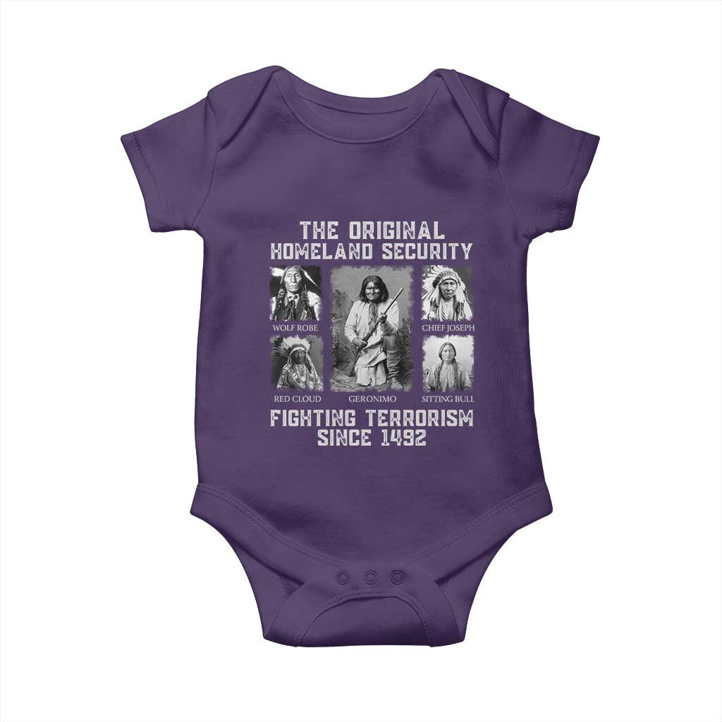 The Original Homeland Security Fighting Terrorism Since 1492 Baby Onesie Native American - Wonder Print Shop
