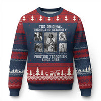 The Original Homeland Security Fighting Terrorism Since 1492 Ugly Christmas Sweater Native American - Wonder Print Shop