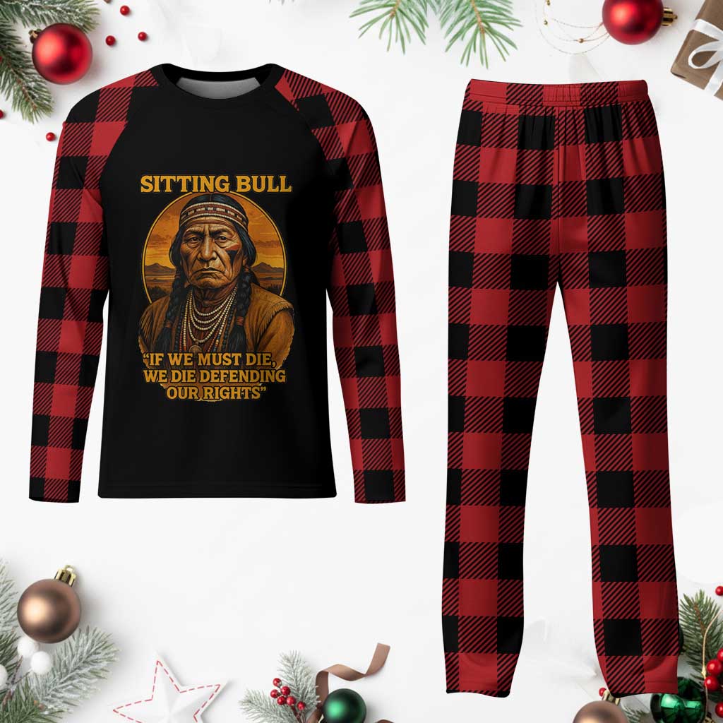 Sitting Bull Plaid Pajama Set If We Must Die We Die Defending Our Rights Native Pride