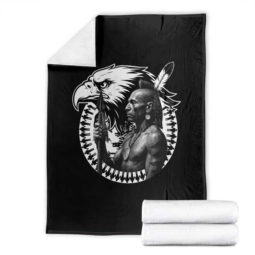 Mohawk Warrior Tribe Throw Blanket Native American Haudenosaunee Pride Vintage Eagle - Wonder Print Shop