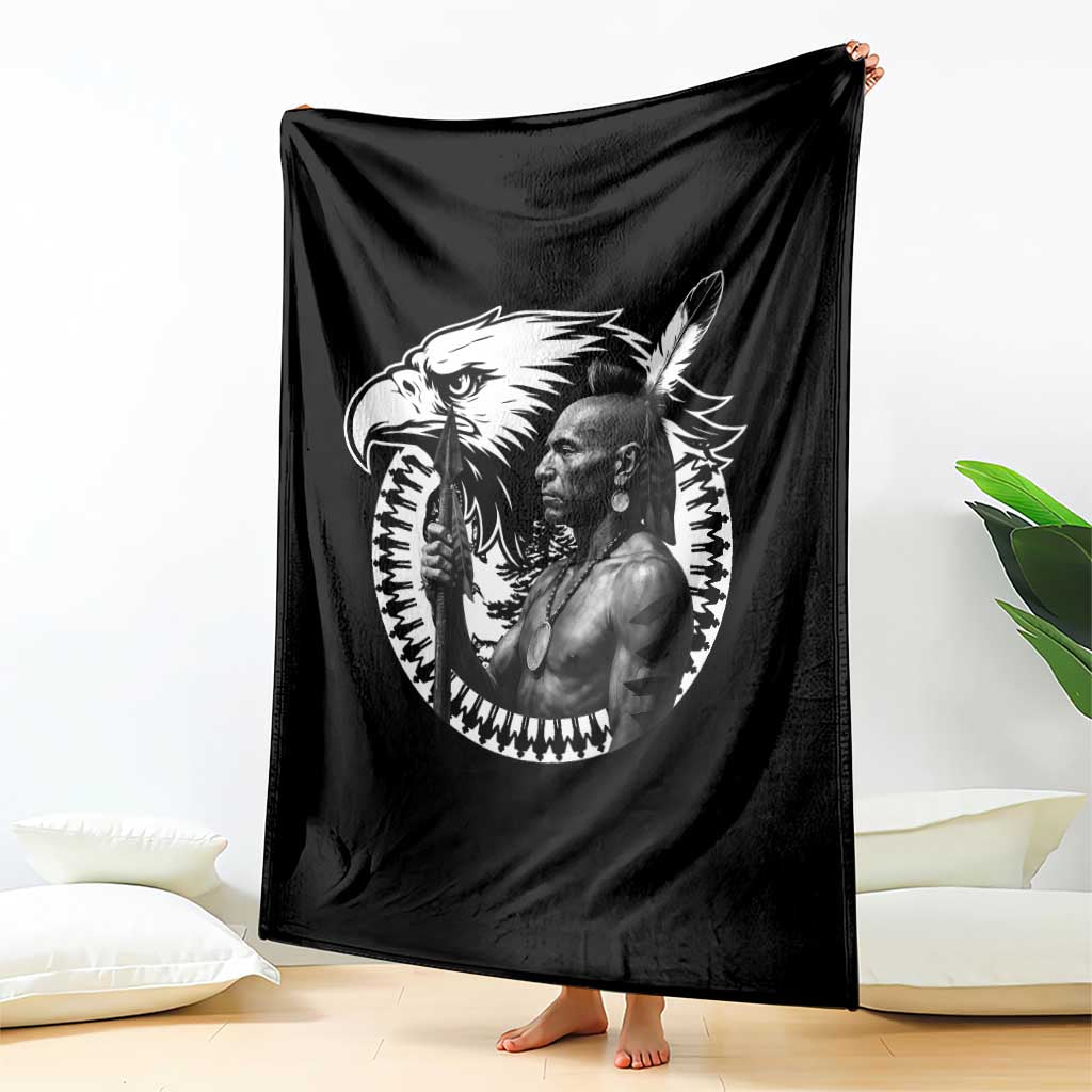 Mohawk Warrior Tribe Throw Blanket Native American Haudenosaunee Pride Vintage Eagle - Wonder Print Shop
