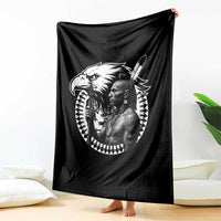 Mohawk Warrior Tribe Throw Blanket Native American Haudenosaunee Pride Vintage Eagle - Wonder Print Shop