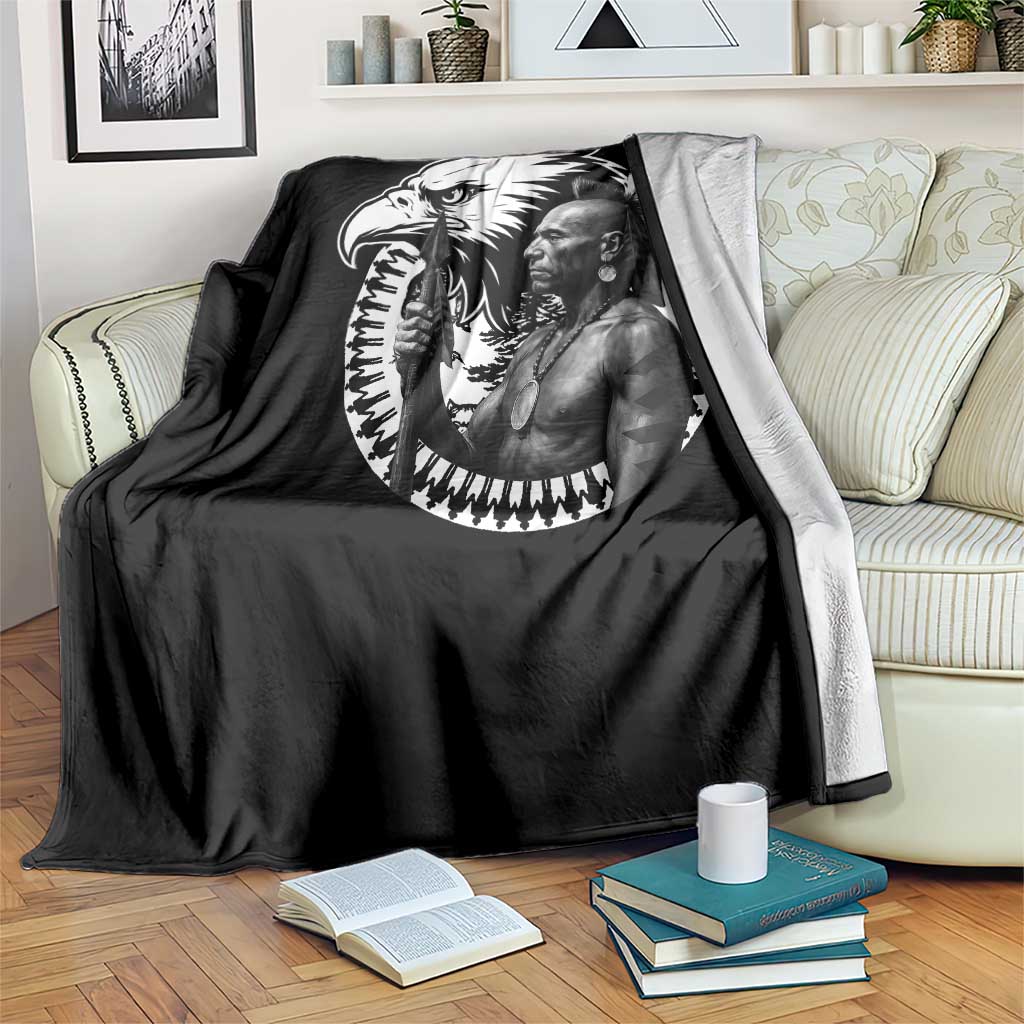 Mohawk Warrior Tribe Throw Blanket Native American Haudenosaunee Pride Vintage Eagle - Wonder Print Shop