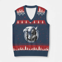 Mohawk Warrior Tribe V-Neck Knit Sweater Vest Native American Haudenosaunee Pride Vintage Eagle - Wonder Print Shop