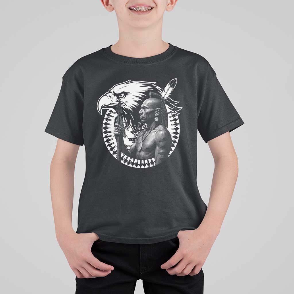 Mohawk Warrior Tribe T Shirt For Kid Native American Haudenosaunee Pride Vintage Eagle - Wonder Print Shop