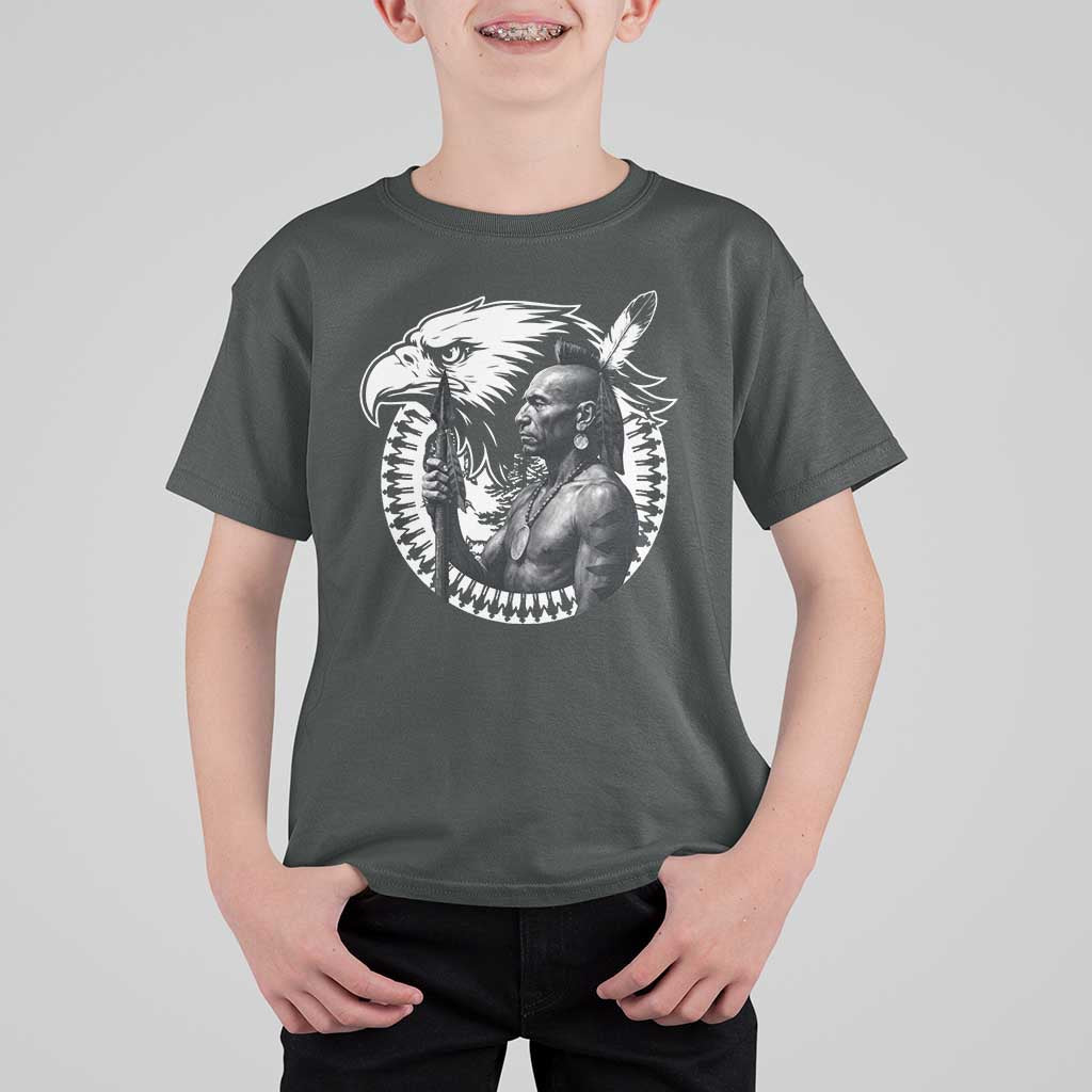 Mohawk Warrior Tribe T Shirt For Kid Native American Haudenosaunee Pride Vintage Eagle - Wonder Print Shop