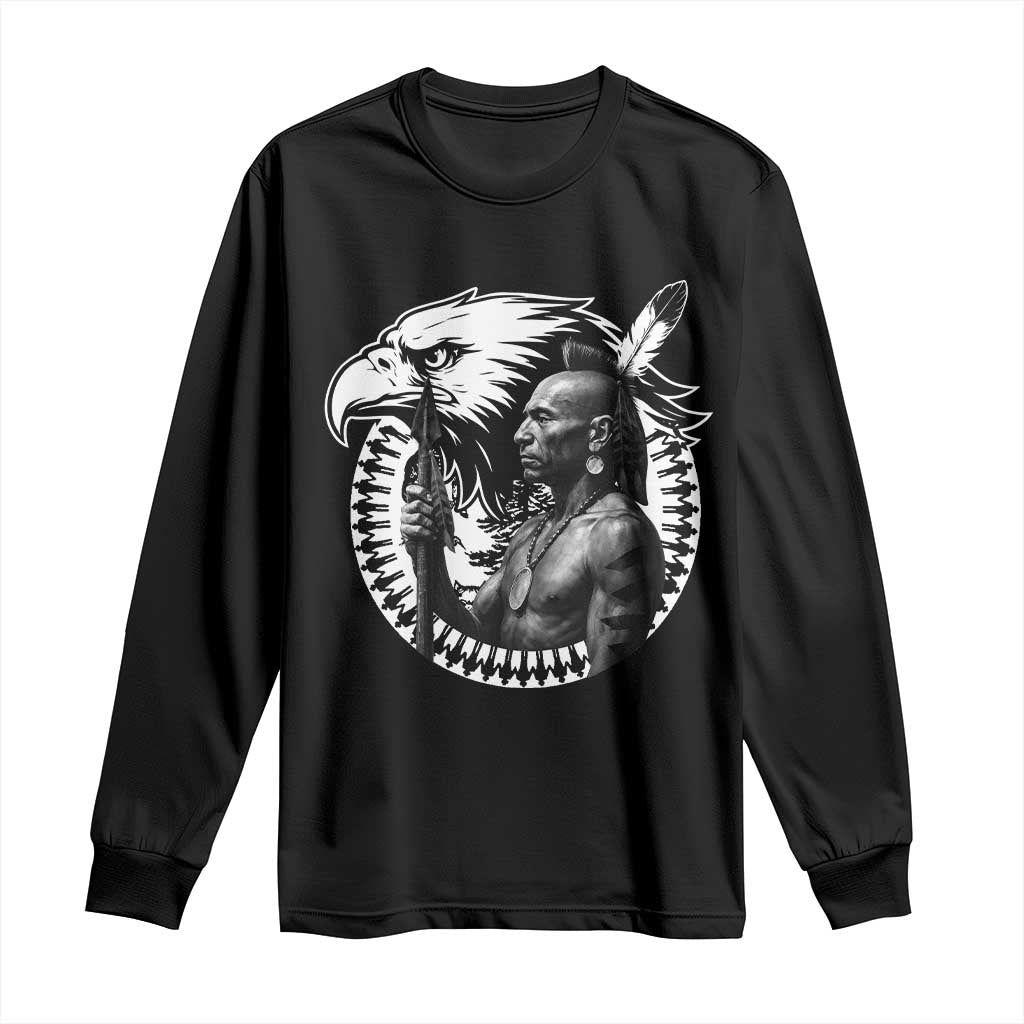 Mohawk Warrior Tribe Long Sleeve Shirt Native American Haudenosaunee Pride Vintage Eagle - Wonder Print Shop