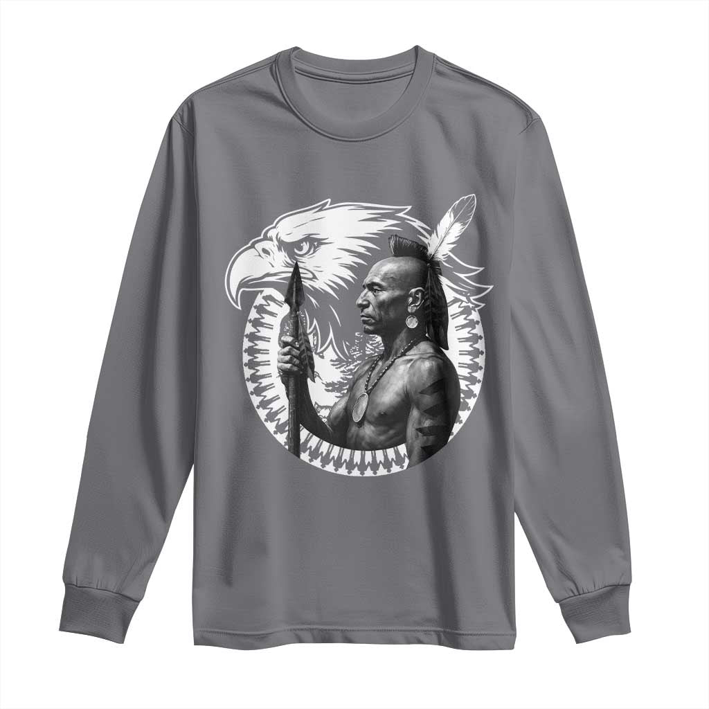 Mohawk Warrior Tribe Long Sleeve Shirt Native American Haudenosaunee Pride Vintage Eagle - Wonder Print Shop