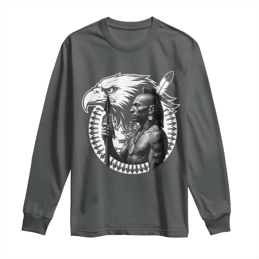 Mohawk Warrior Tribe Long Sleeve Shirt Native American Haudenosaunee Pride Vintage Eagle - Wonder Print Shop