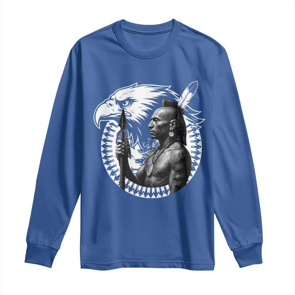 Mohawk Warrior Tribe Long Sleeve Shirt Native American Haudenosaunee Pride Vintage Eagle - Wonder Print Shop