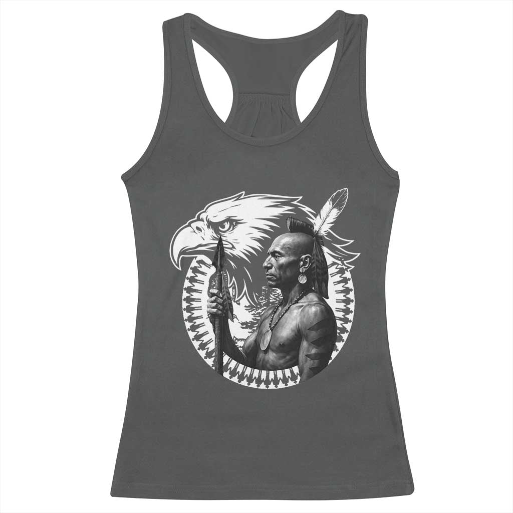 Mohawk Warrior Tribe Racerback Tank Top Native American Haudenosaunee Pride Vintage Eagle - Wonder Print Shop