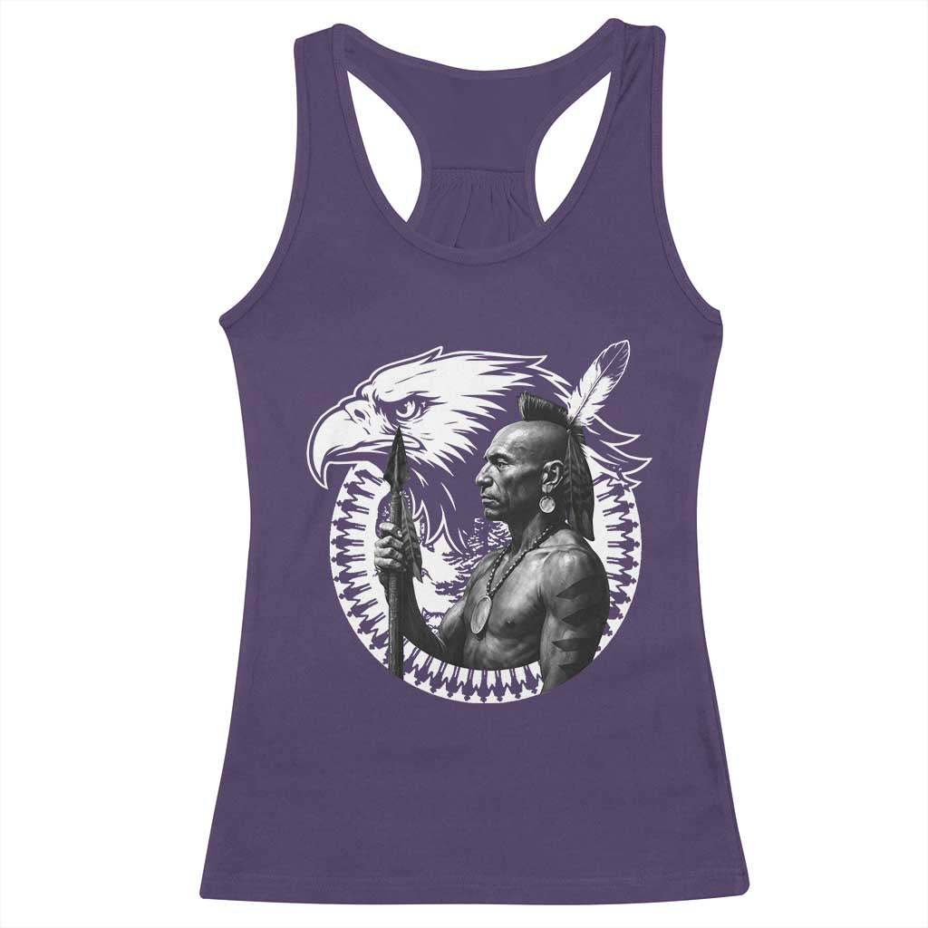Mohawk Warrior Tribe Racerback Tank Top Native American Haudenosaunee Pride Vintage Eagle - Wonder Print Shop