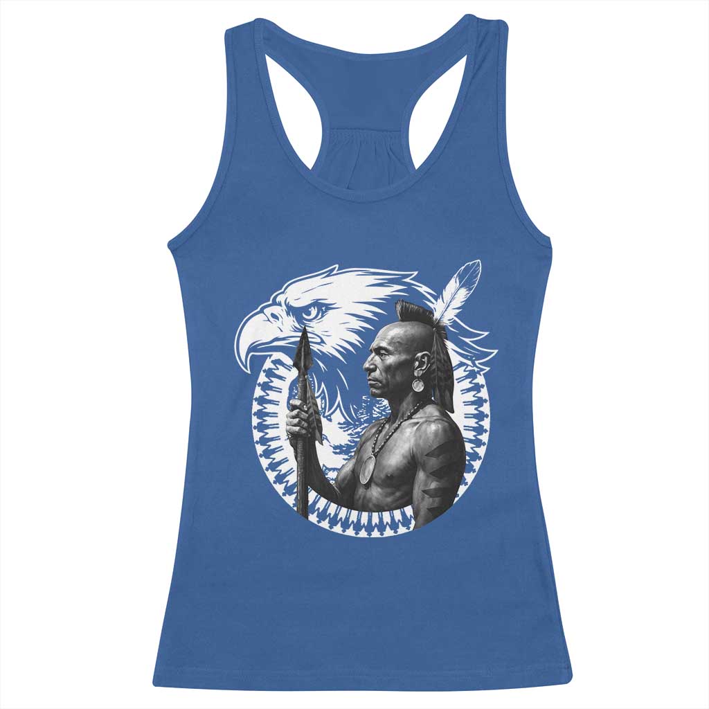 Mohawk Warrior Tribe Racerback Tank Top Native American Haudenosaunee Pride Vintage Eagle - Wonder Print Shop
