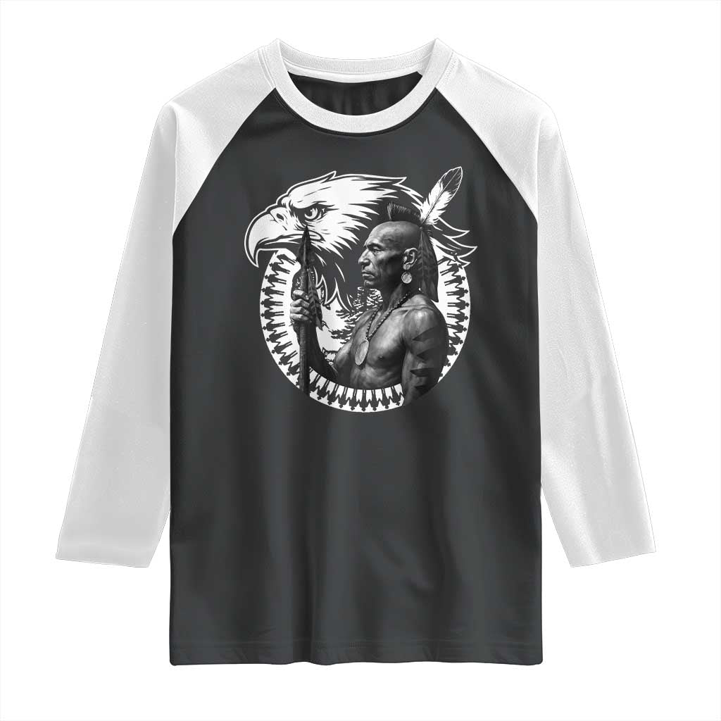 Mohawk Warrior Tribe Raglan Shirt Native American Haudenosaunee Pride Vintage Eagle - Wonder Print Shop