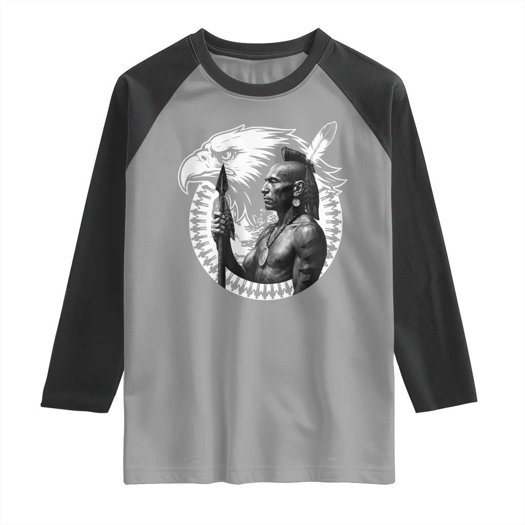 Mohawk Warrior Tribe Raglan Shirt Native American Haudenosaunee Pride Vintage Eagle - Wonder Print Shop