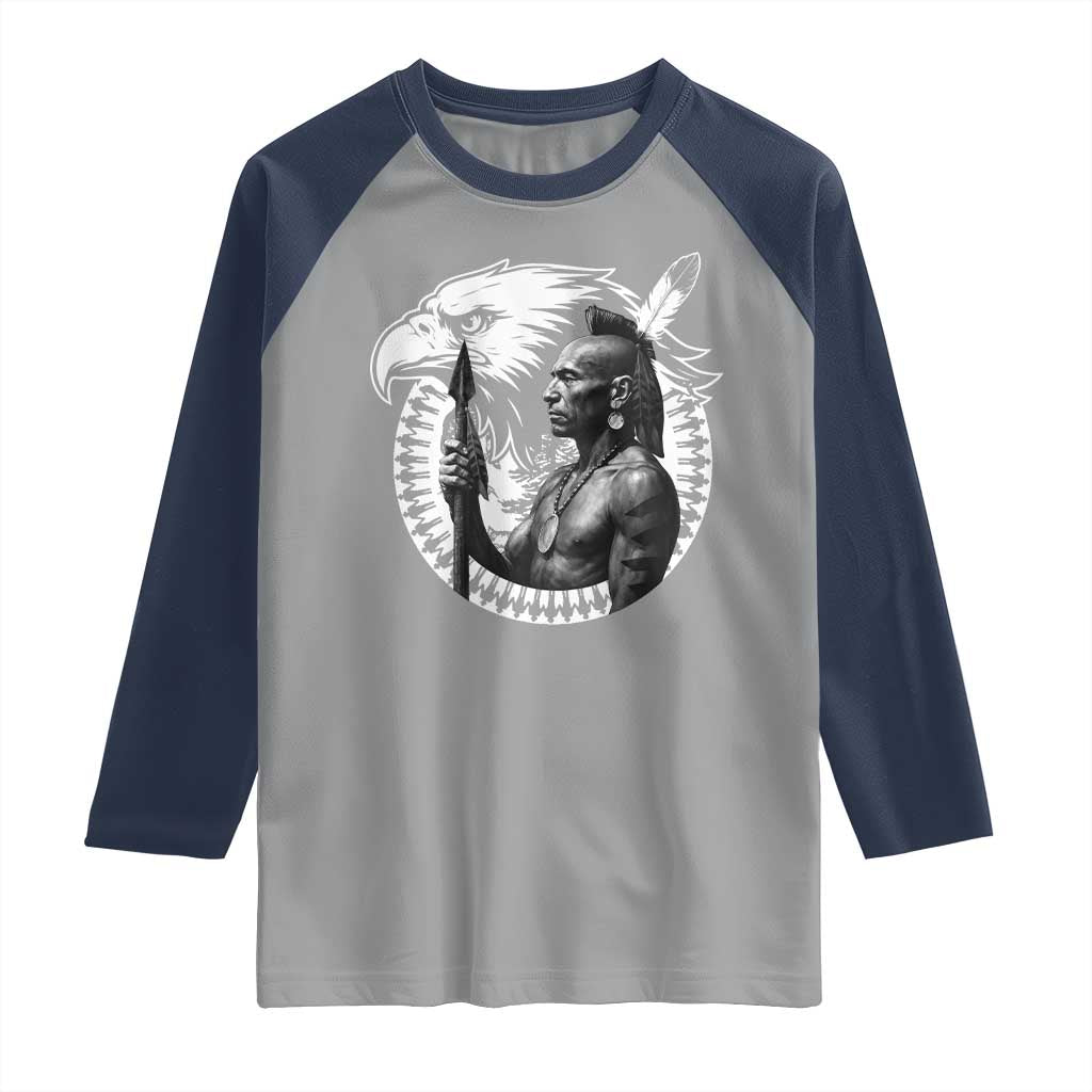 Mohawk Warrior Tribe Raglan Shirt Native American Haudenosaunee Pride Vintage Eagle - Wonder Print Shop