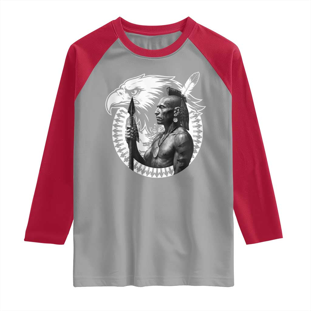 Mohawk Warrior Tribe Raglan Shirt Native American Haudenosaunee Pride Vintage Eagle - Wonder Print Shop