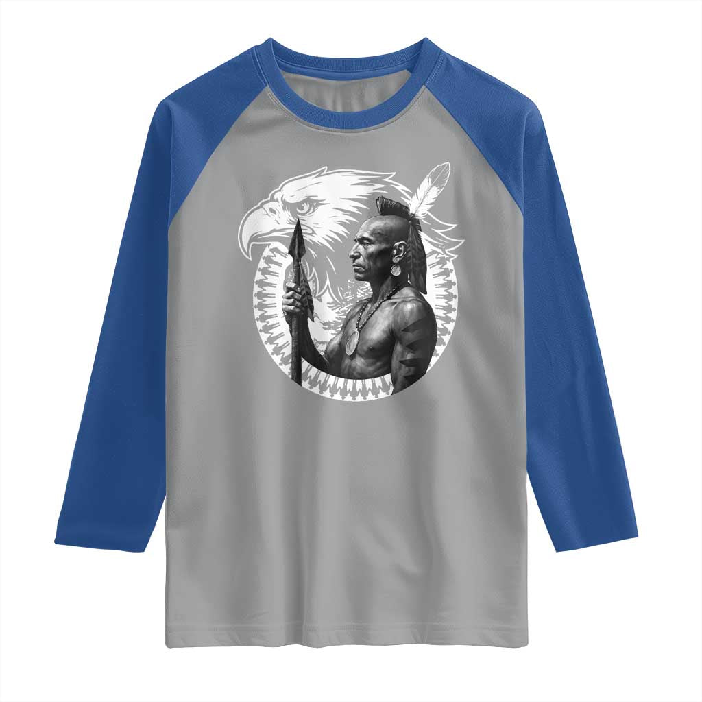 Mohawk Warrior Tribe Raglan Shirt Native American Haudenosaunee Pride Vintage Eagle - Wonder Print Shop