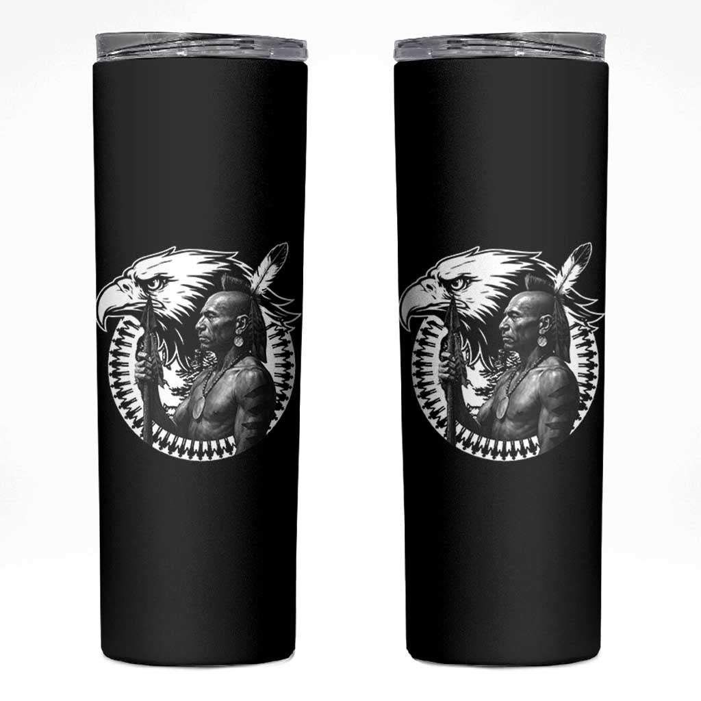 Mohawk Warrior Tribe Skinny Tumbler Native American Haudenosaunee Pride Vintage Eagle - Wonder Print Shop