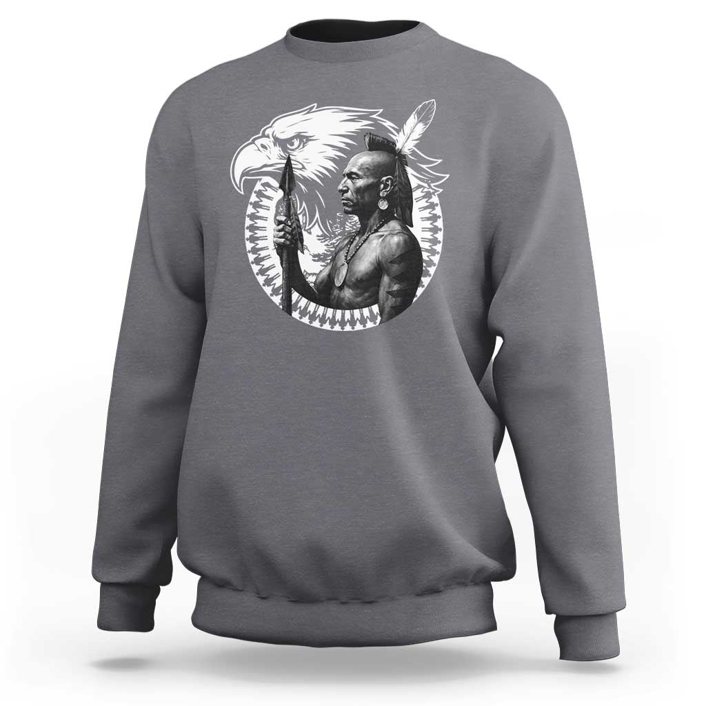 Mohawk Warrior Tribe Sweatshirt Native American Haudenosaunee Pride Vintage Eagle - Wonder Print Shop