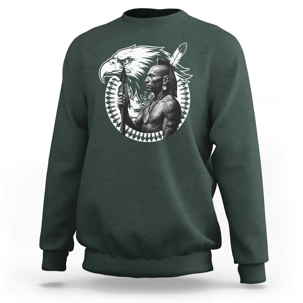 Mohawk Warrior Tribe Sweatshirt Native American Haudenosaunee Pride Vintage Eagle - Wonder Print Shop