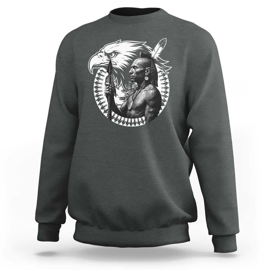 Mohawk Warrior Tribe Sweatshirt Native American Haudenosaunee Pride Vintage Eagle - Wonder Print Shop
