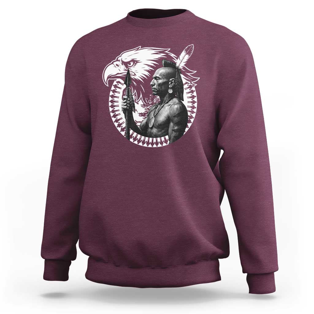 Mohawk Warrior Tribe Sweatshirt Native American Haudenosaunee Pride Vintage Eagle - Wonder Print Shop