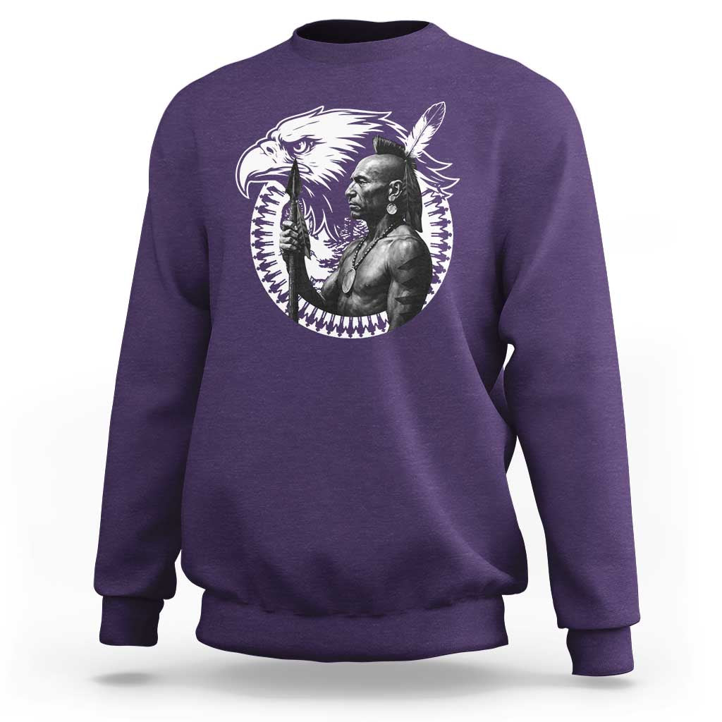 Mohawk Warrior Tribe Sweatshirt Native American Haudenosaunee Pride Vintage Eagle - Wonder Print Shop