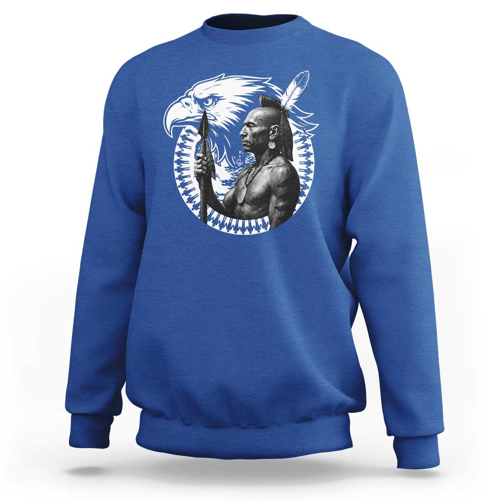 Mohawk Warrior Tribe Sweatshirt Native American Haudenosaunee Pride Vintage Eagle - Wonder Print Shop