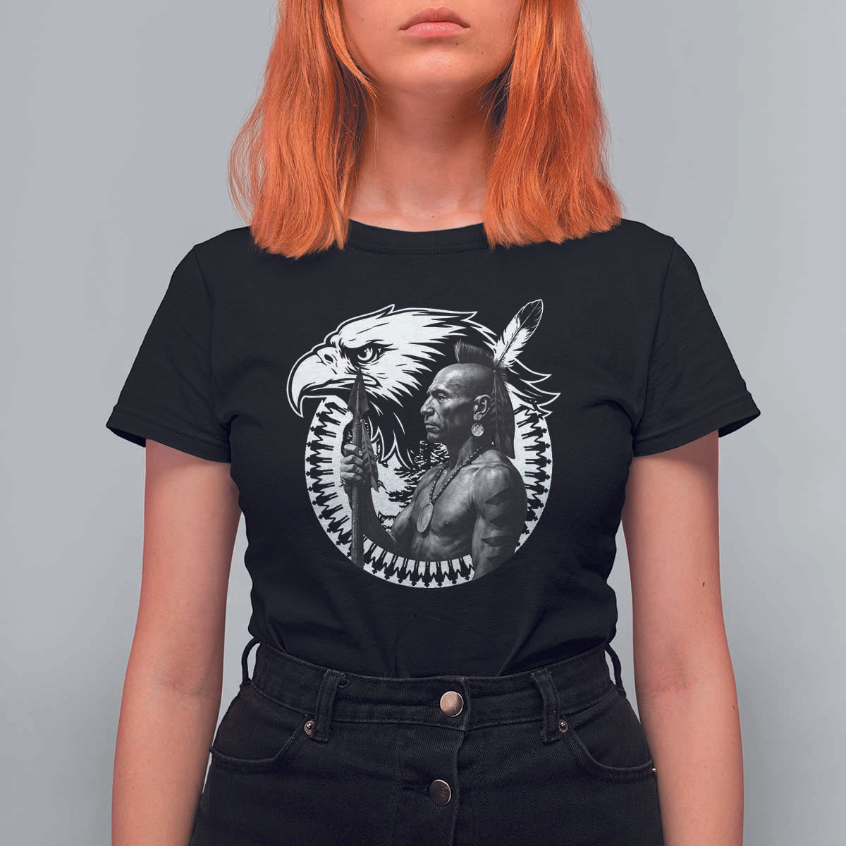 Mohawk Warrior Tribe T Shirt For Women Native American Haudenosaunee Pride Vintage Eagle - Wonder Print Shop