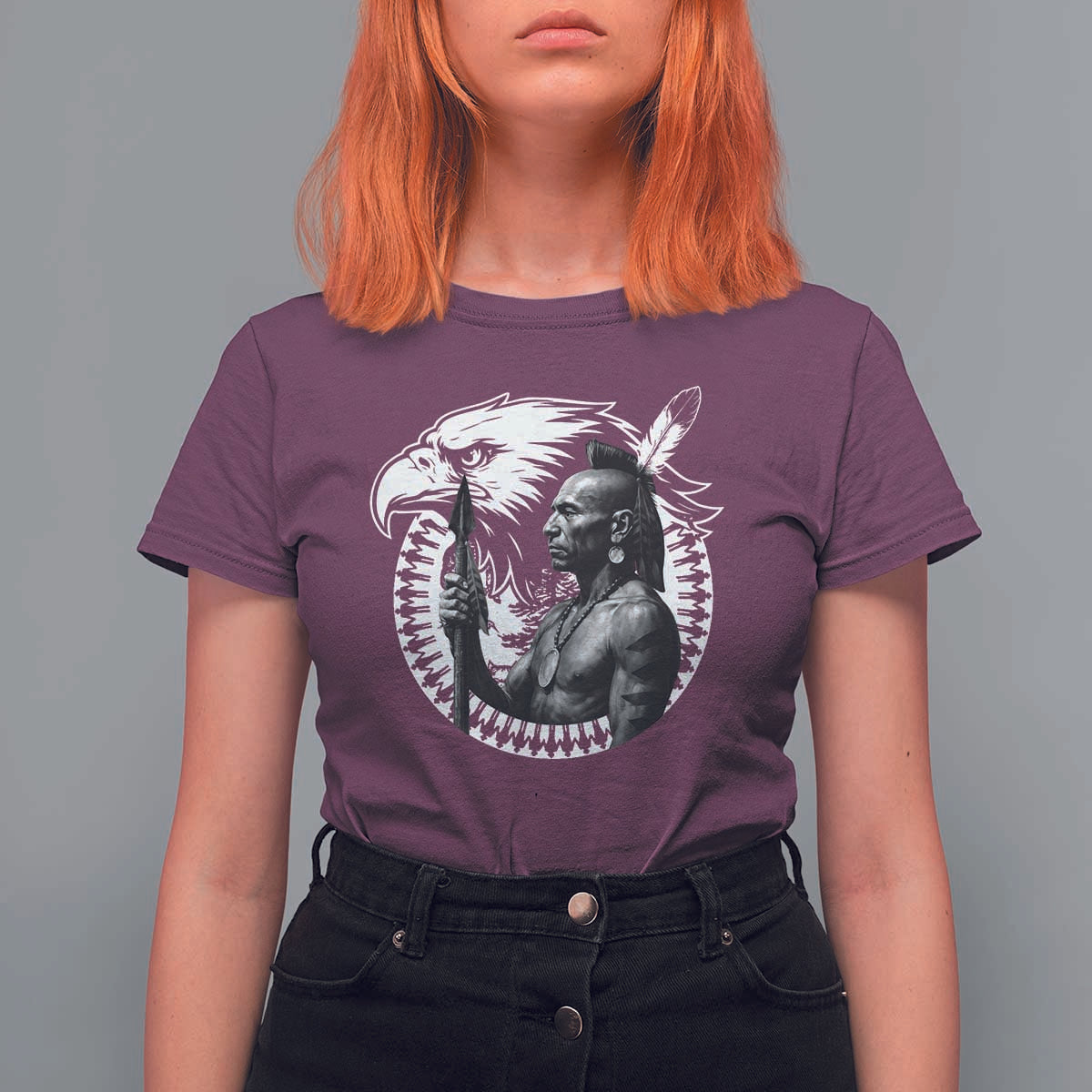 Mohawk Warrior Tribe T Shirt For Women Native American Haudenosaunee Pride Vintage Eagle - Wonder Print Shop